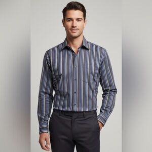 Bill Blass - Mens Striped Long Sleeve Dress Shirt